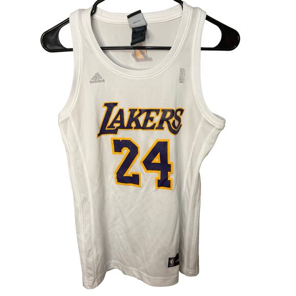 Lakers Kobe Bryant 24 NBA4her White Jersey Adidas Size Small NBA Patch Cute - Picture 1 of 8